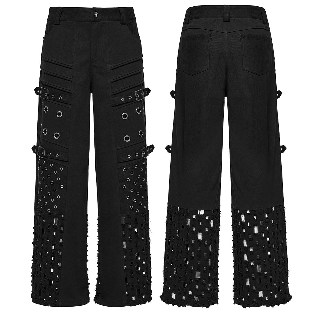 WK-721XCM Mens Grommet Buckle Strap Punk Pants Gothic Style Fashion