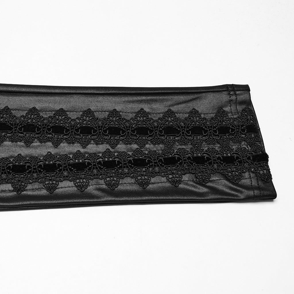 WK-722DDF Gothic Pants Black Lace Cutout High Waist Leggings