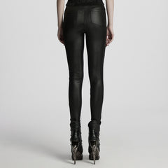 WK-722DDF Gothic Pants Black Lace Cutout High Waist Leggings