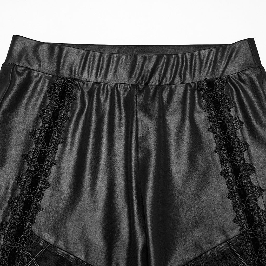 WK-722DDF Gothic Pants Black Lace Cutout High Waist Leggings