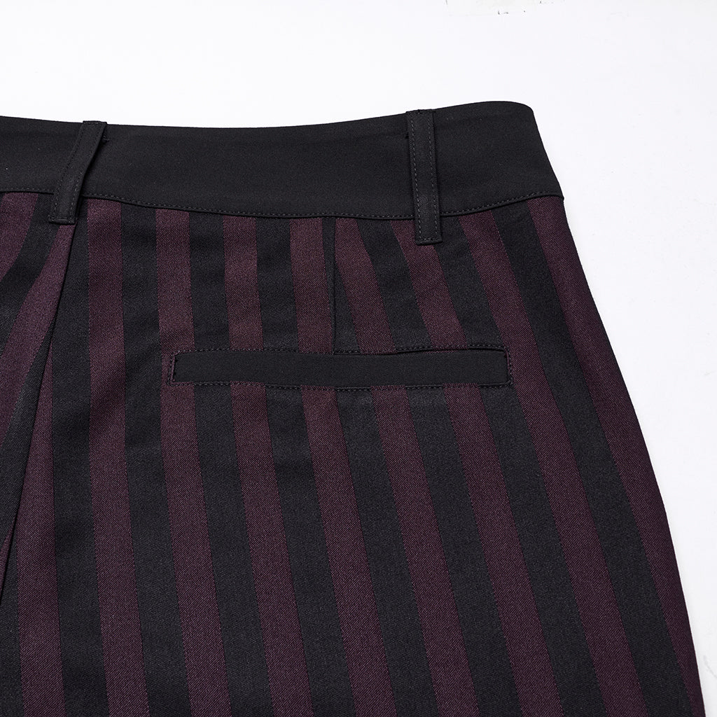 WK-723XCM Mens Gothic Striped Slim-Fit Steampunk Trousers