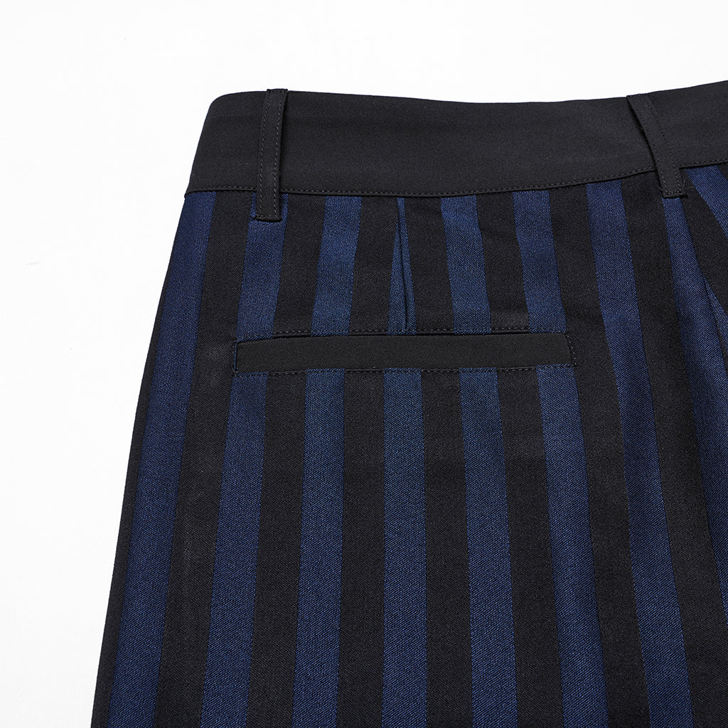 WK-723XCM Mens Gothic Striped Slim-Fit Steampunk Trousers