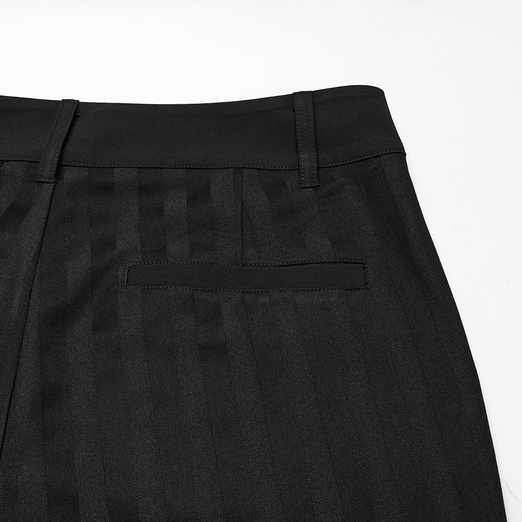 WK-723XCM Mens Gothic Striped Slim-Fit Steampunk Trousers