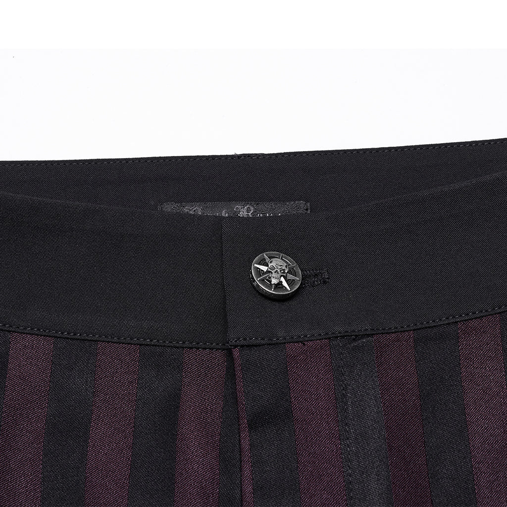 WK-723XCM Mens Gothic Striped Slim-Fit Steampunk Trousers