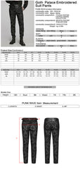 WK-725XCM Gothic Pants Black Lace Velvet Brocade High Waist Trousers