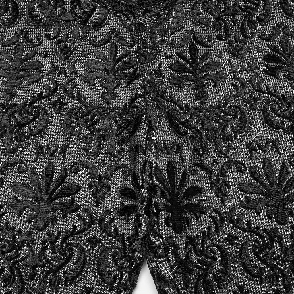 WK-725XCM Gothic Pants Black Lace Velvet Brocade High Waist Trousers