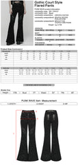 WK-729XCF Gothic Pants Black Brocade Flare High-Waisted Zipper Buckle Design