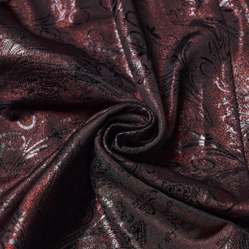 WK-731XCF Gothic Pants Flare Lace Overlay Metallic Burgundy Design
