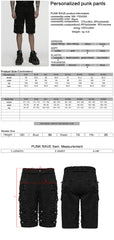 WK-733XDM Edgy Distressed Knee-Length Punk Pants with Studded Details