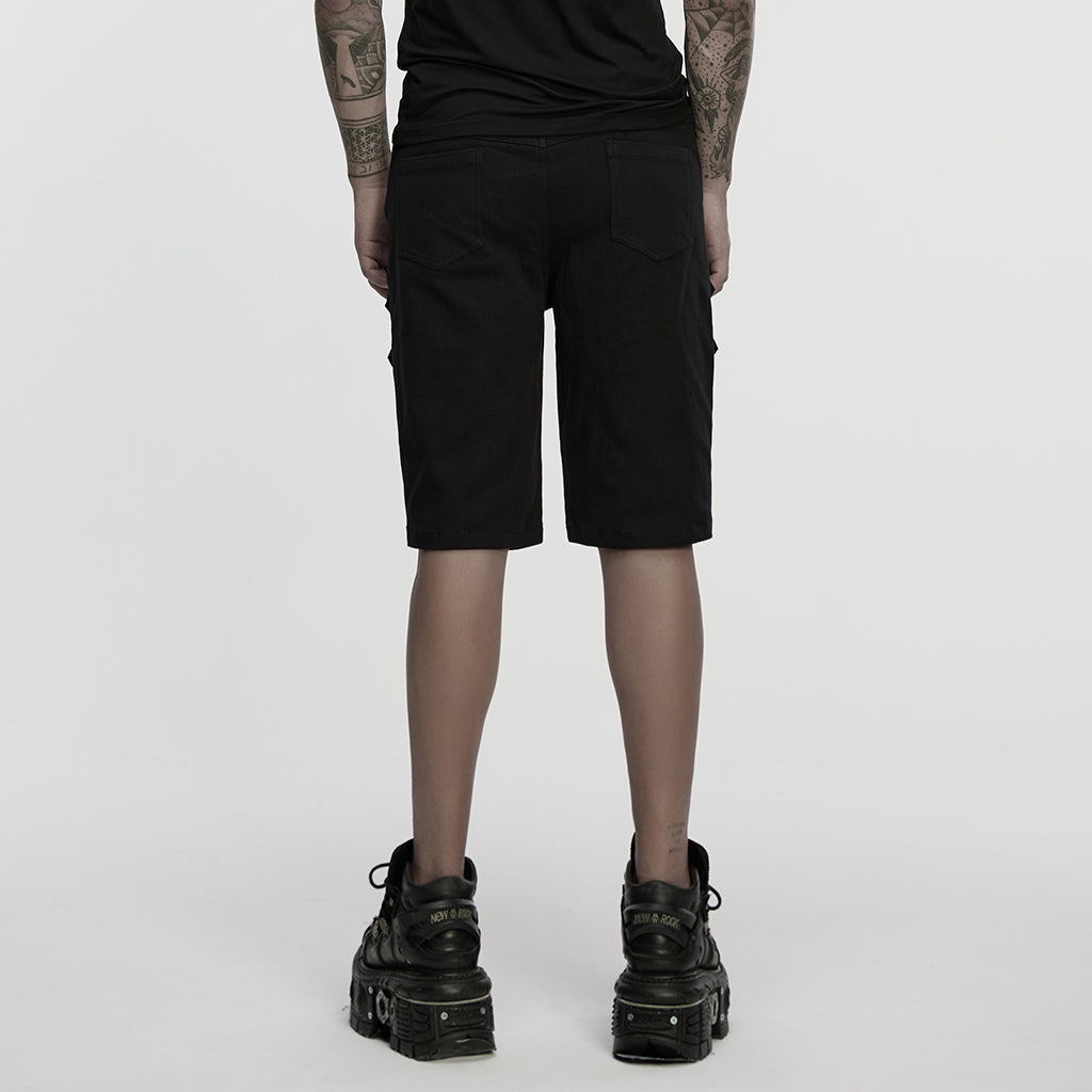 WK-735XDM Mens Gothic Buckle Studded Cargo Punk Pants Shorts