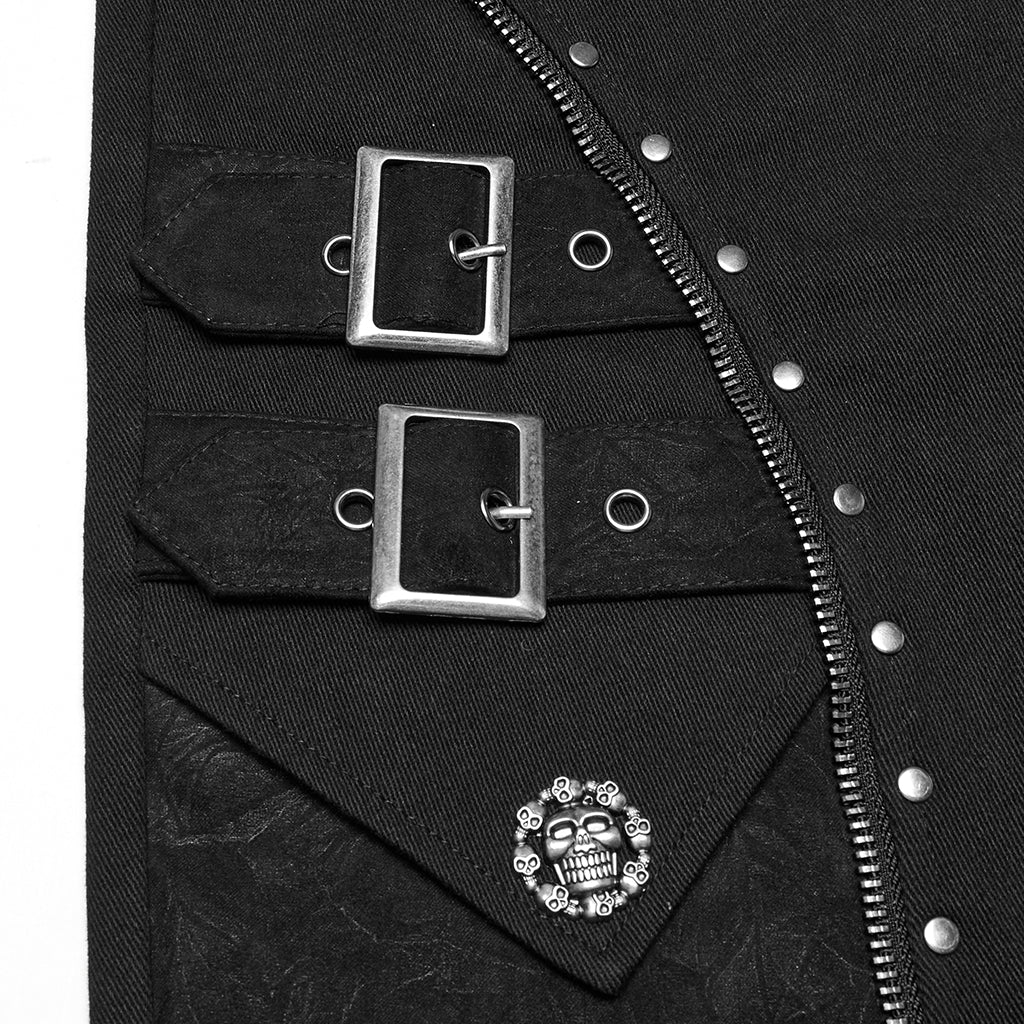 WK-735XDM Mens Gothic Buckle Studded Cargo Punk Pants Shorts