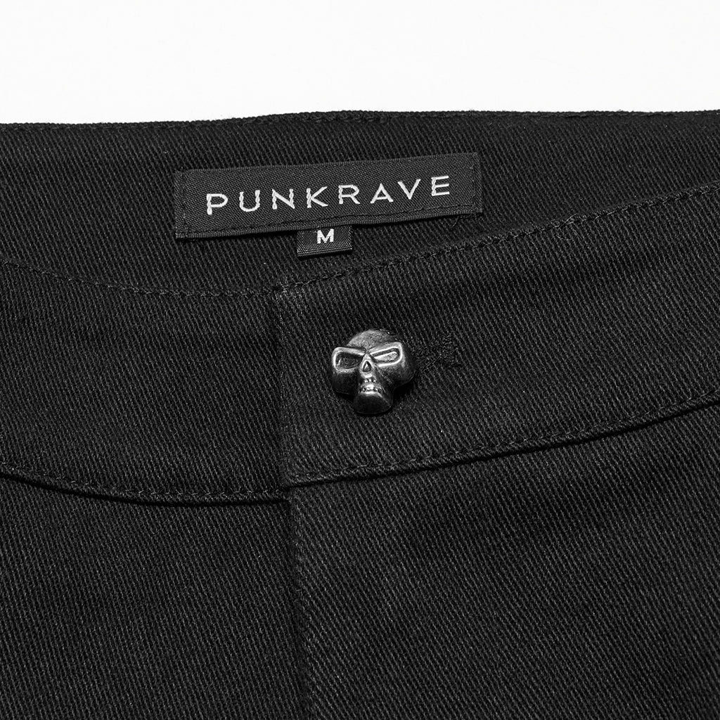 WK-735XDM Mens Gothic Buckle Studded Cargo Punk Pants Shorts