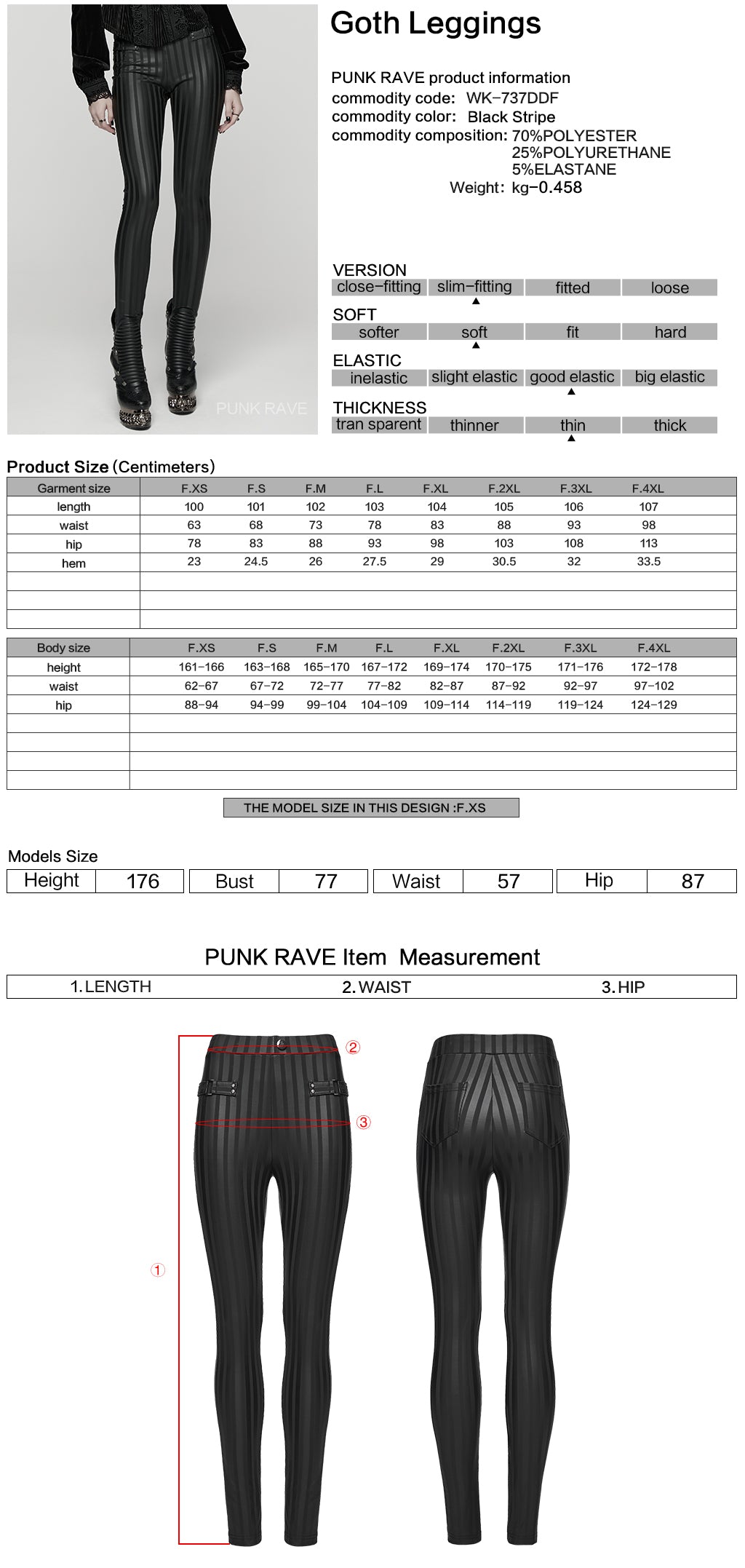 WK-737DDF Edgy High-Waisted Gothic Pants with Sleek Shimmer Design