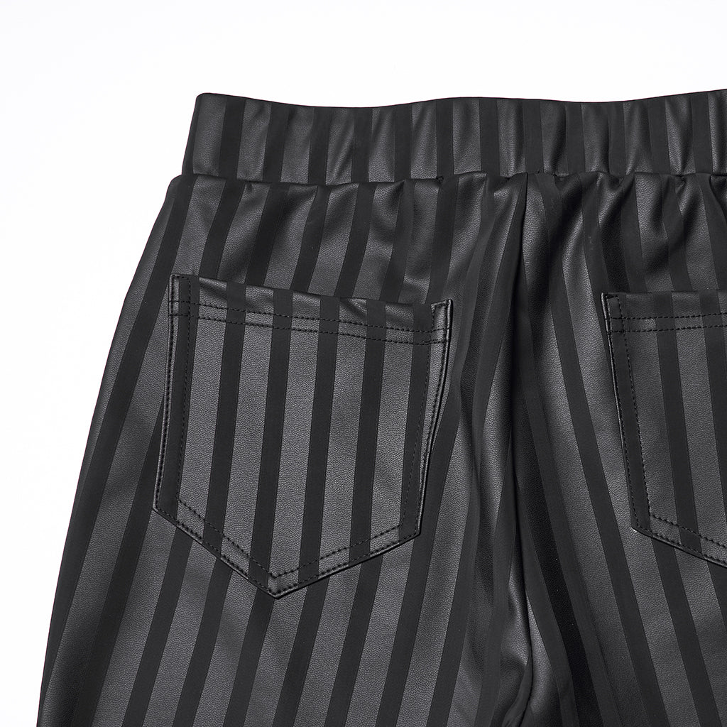 WK-737DDF Edgy High-Waisted Gothic Pants with Sleek Shimmer Design