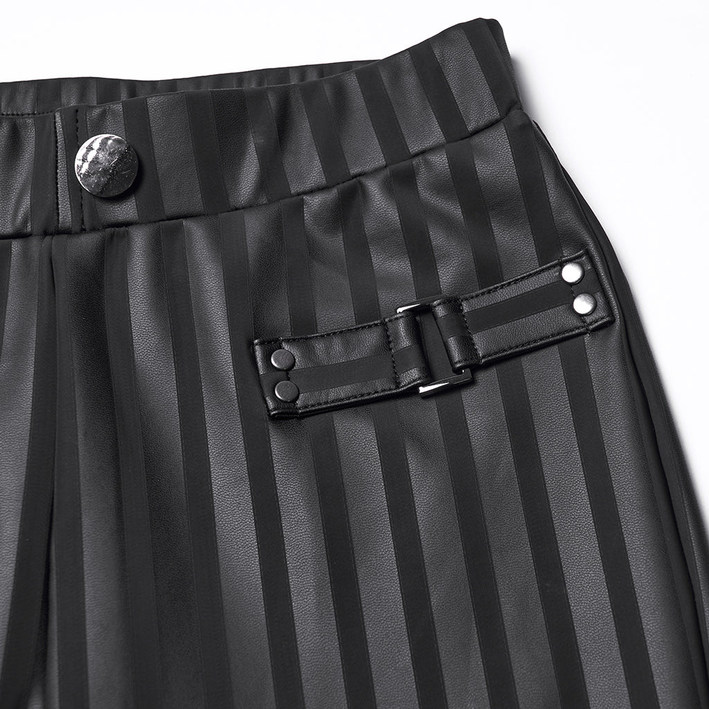WK-737DDF Edgy High-Waisted Gothic Pants with Sleek Shimmer Design
