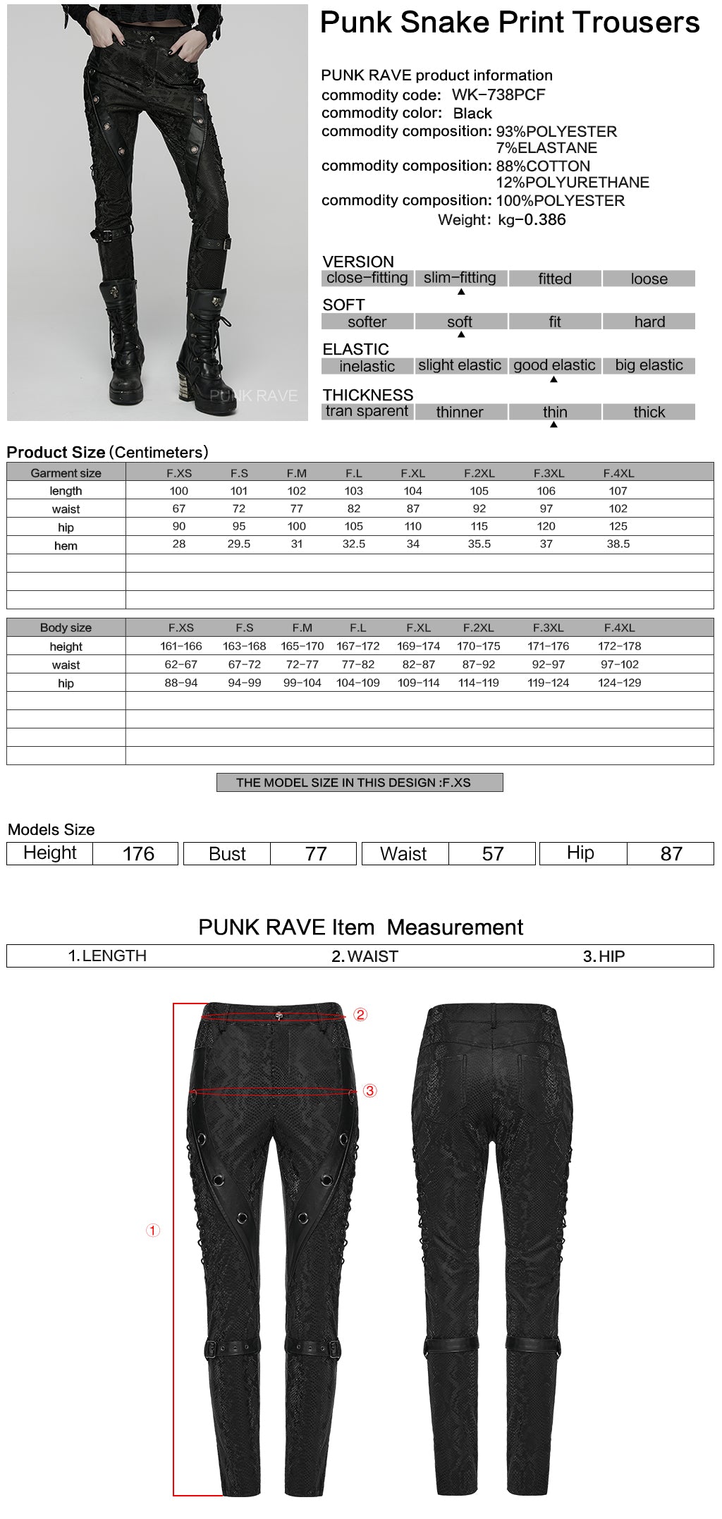 WK-738PCF Edgy Faux Leather Buckled Punk Pants with Stud Accents