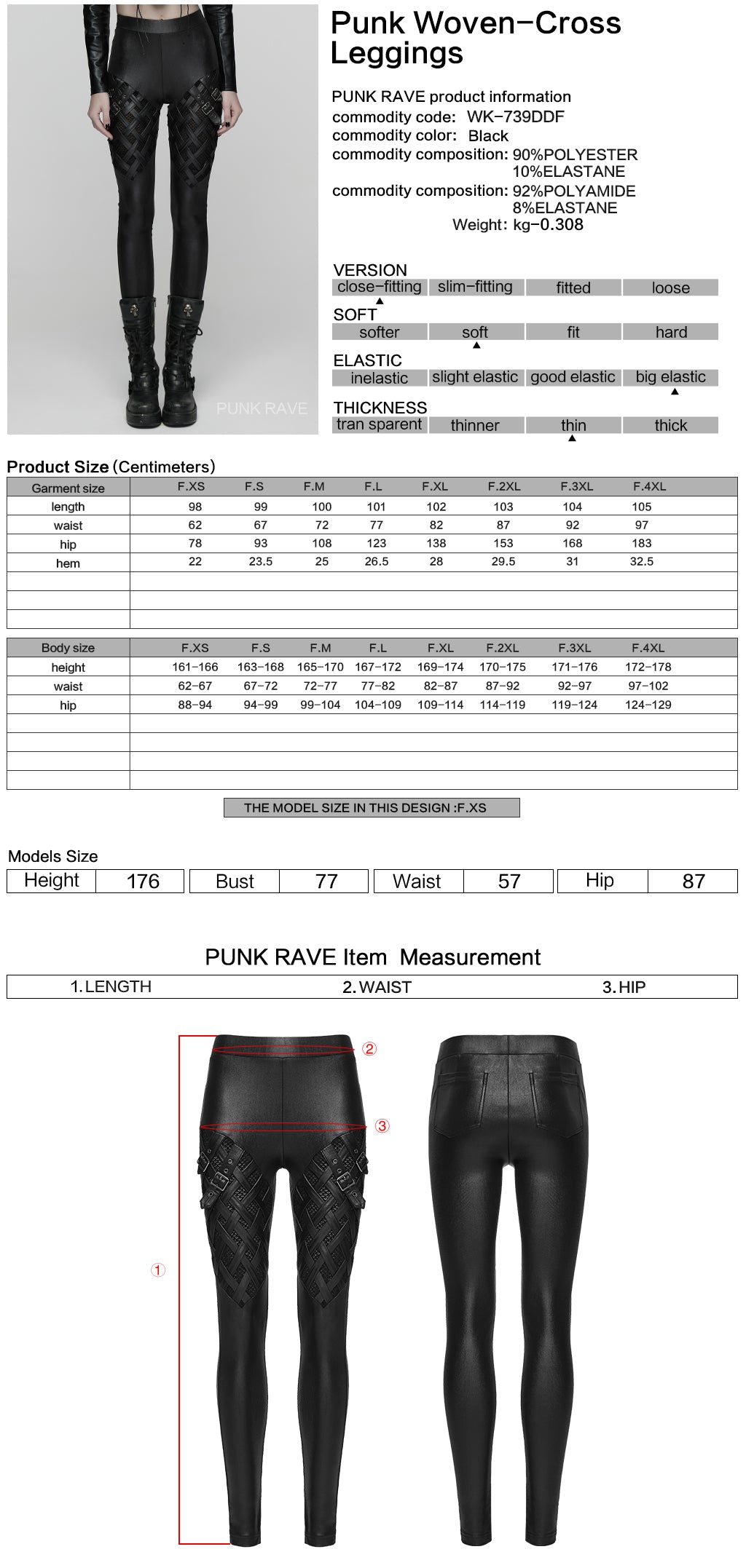 WK-739DDF Edgy Gothic Punk Pants with Leather Strap Detailing