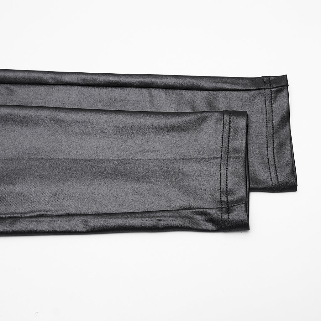 WK-739DDF Edgy Gothic Punk Pants with Leather Strap Detailing