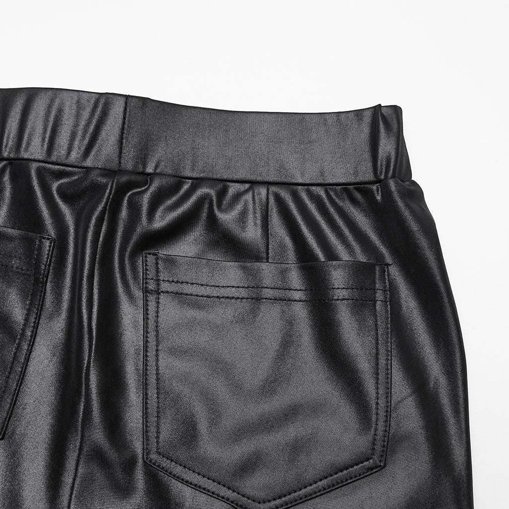 WK-739DDF Edgy Gothic Punk Pants with Leather Strap Detailing