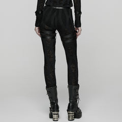 WK-743DDF Edgy Punk Pants with Buckles and Leather Accents