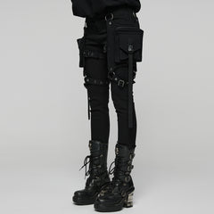 WK-747XCF Gothic Punk Pants with Straps Buckles and Pockets for Men