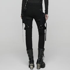 WK-747XCF Gothic Punk Pants with Straps Buckles and Pockets for Men