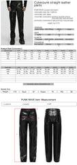 WK-748PCM Mens Black Faux Leather Zippered Chain Punk Pants