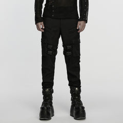 WK-754XCM Gothic Buckle Cargo Punk Pants with Straps Design