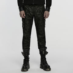WK-755XCM Edgy Buckled Punk Pants with Distressed Gothic Aesthetic