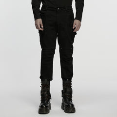 WK-756XCM Urban Edge Black Tactical Punk Pants with Quilted Panels
