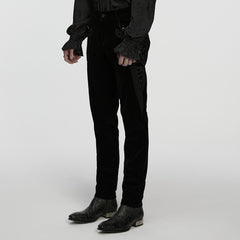 WK-758XCM Mens Velvet Embroidered Gothic Pants with Baroque Detail