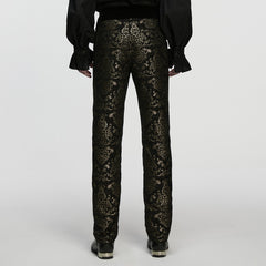 WK-759XCM Gothic Pants Vintage Floral Patterned Brocade Slim Fit Statement