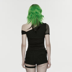 WK-767NDF Gothic Punk Pants Distressed Belted Shorts with Chains