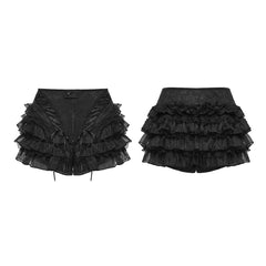 WK-768XDF Gothic Skirt Layered Black Lace Ruffle Detailed Design