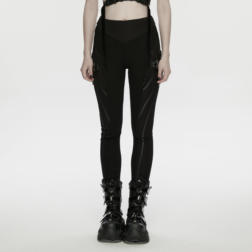WK-773DDF Gothic Punk Pants with Side Straps and Stitch Details