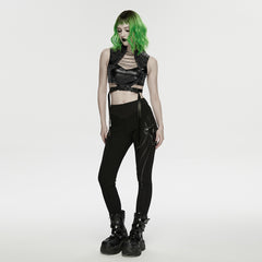WK-773DDF Gothic Punk Pants with Side Straps and Stitch Details