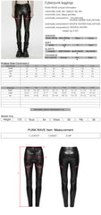 WK-789XCF Edgy Black Lace-Up Punk Pants with Red Accents
