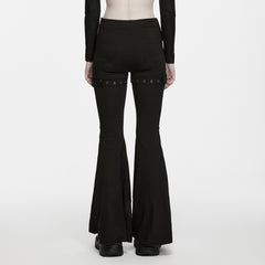 WK-816XCF Fringe Accent Flare Punk Pants with Strap Detail