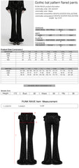 WK-822XCF Gothic Pants Black Velvet Flares with Fur Trim
