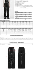 WK-823XCF Black Faux Leather Strapped Gothic Punk Pants for Women