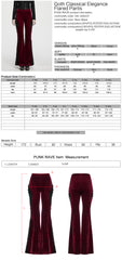 WK-828XCF Velvet Lace Trim Flare Gothic Pants Red Black