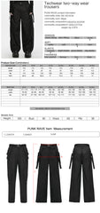 WK-831XCM Wide Leg Black Buckle Utility Punk Pants