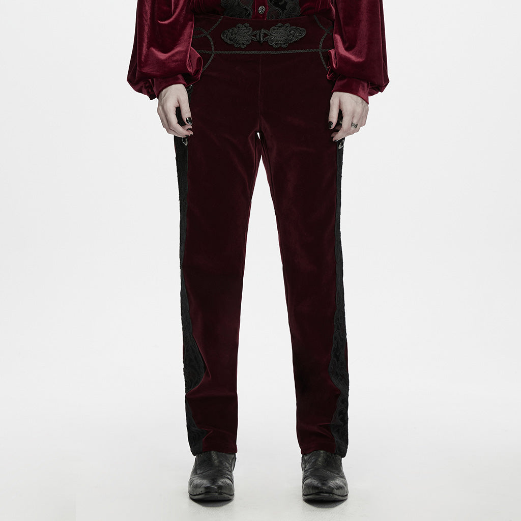 WK-832XCM Velvet Gothic Pants with Lace Side Panels Unisex Trousers