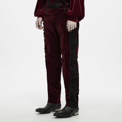 WK-832XCM Velvet Gothic Pants with Lace Side Panels Unisex Trousers
