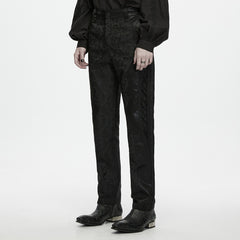 WK-834XCM Intricate Black Brocade Gothic Pants with Elegant Pattern Design