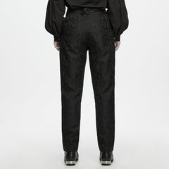 WK-834XCM Intricate Black Brocade Gothic Pants with Elegant Pattern Design
