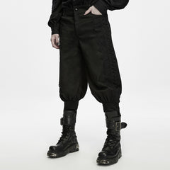 WK-836XCM Men s Gothic Pants Black Lace Trim Vintage Tapered Design