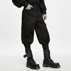 WK-836XCM Men s Gothic Pants Black Lace Trim Vintage Tapered Design