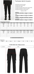 WK-841NCM Gothic Black Strap Buckle Mesh Detail Punk Pants