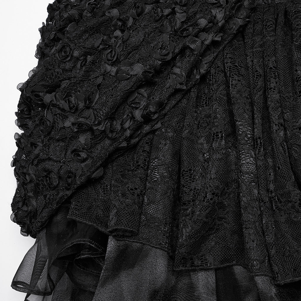 WLQ-109LQF Gothic Dress Victorian Steampunk Lace-Up High-Low Hem